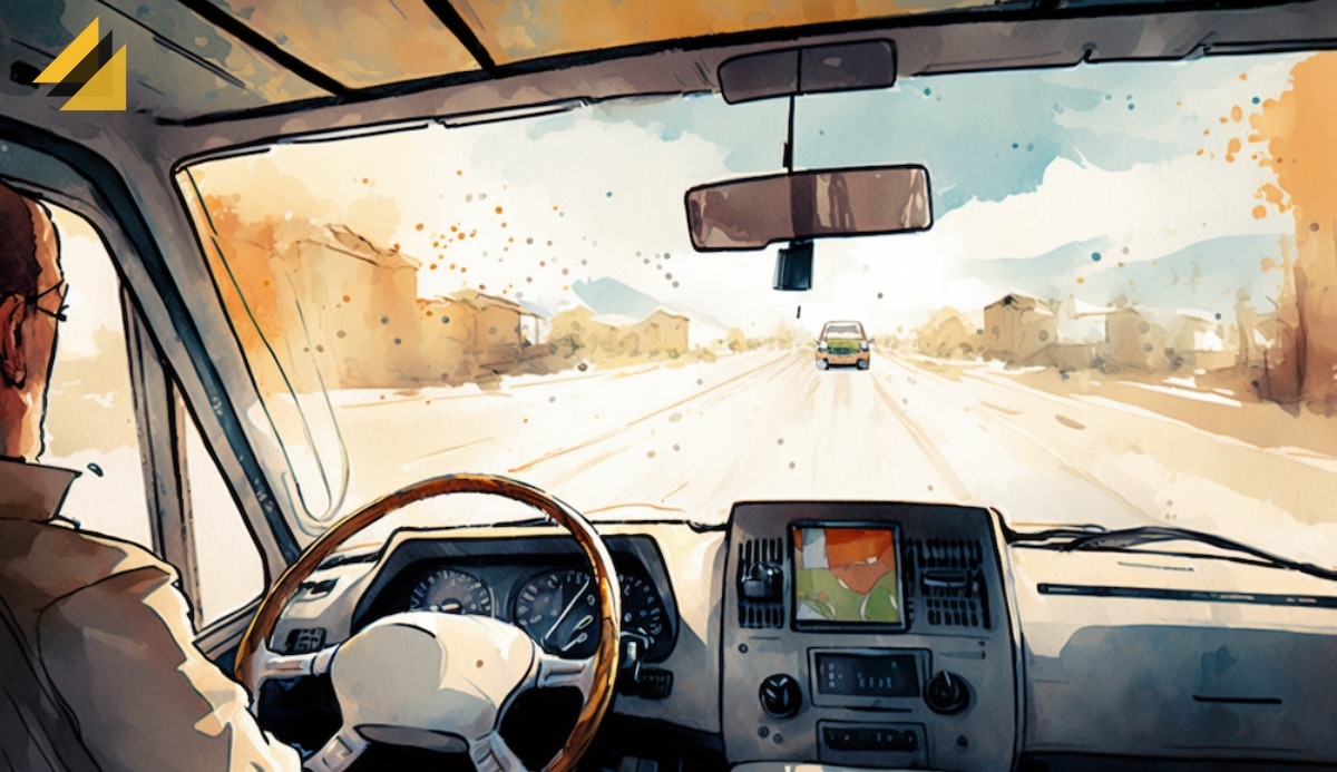 inside van in transit